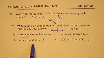 Advance Functions MHF4U Unit 1 Test Solution