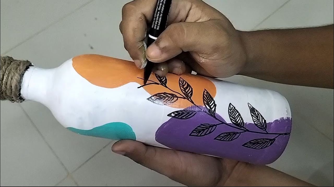 Waste Bottle Reuse Idea How To Paint Glass Bottle With Acrylic Paint