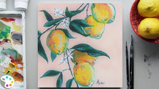 Let's Paint Lemons! 🍋 Easy Lemon Painting Tutorial in Acrylics