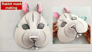 how to make rabbit mask | animal face mask out of paper | rabbit mask with paper | paper mask