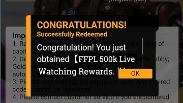 FFPL Grand finals Redeem code | 500k Live watching redeem code | Free fire redeem code today
