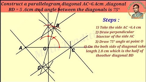 Construct a parallelogram diagonal AC=6.4cm ,diagonal BD = 5 .6cm and angle between the diagonals75°