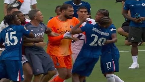 شاهد مشاجرة بين لاعبي فريق تشيلسي و باريس سان جيرمان اللقطة كاملة/ مباراة تشيلسي و باريس 3-0 النهائي