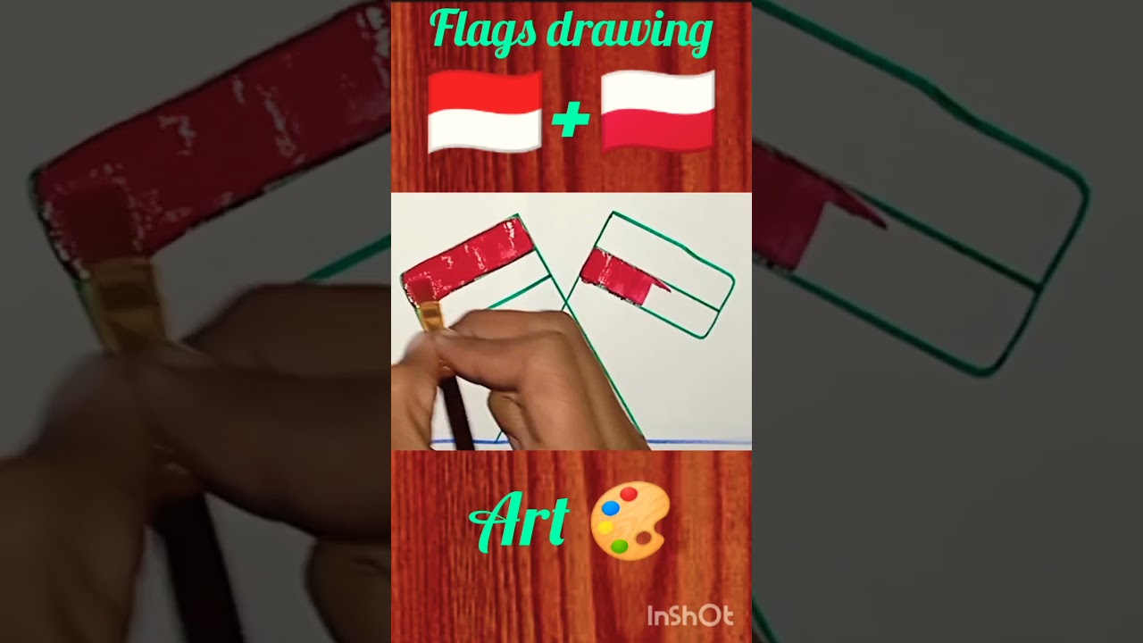 How to draw Indonesia and Poland flags drawing in new design 