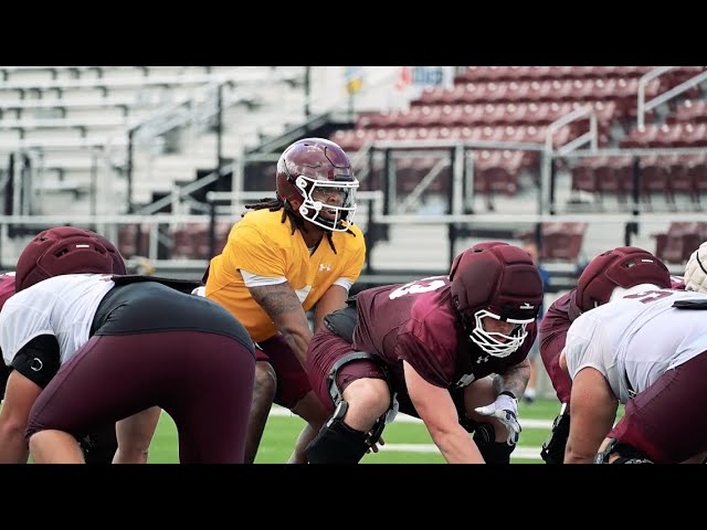 Full pads and live goal line during Practice #6 of SIU training camp