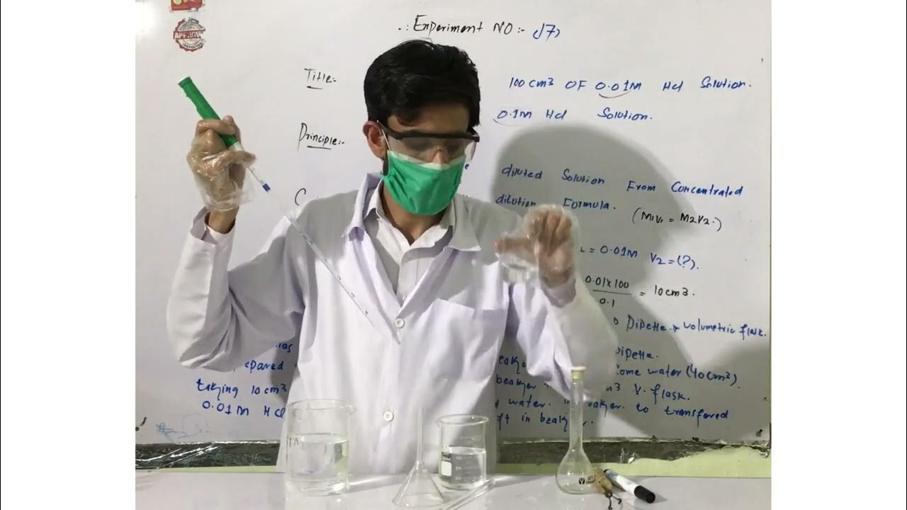 prepare 100cm3 of 0.01M Hcl solution from 0.1M Hcl - YouTube