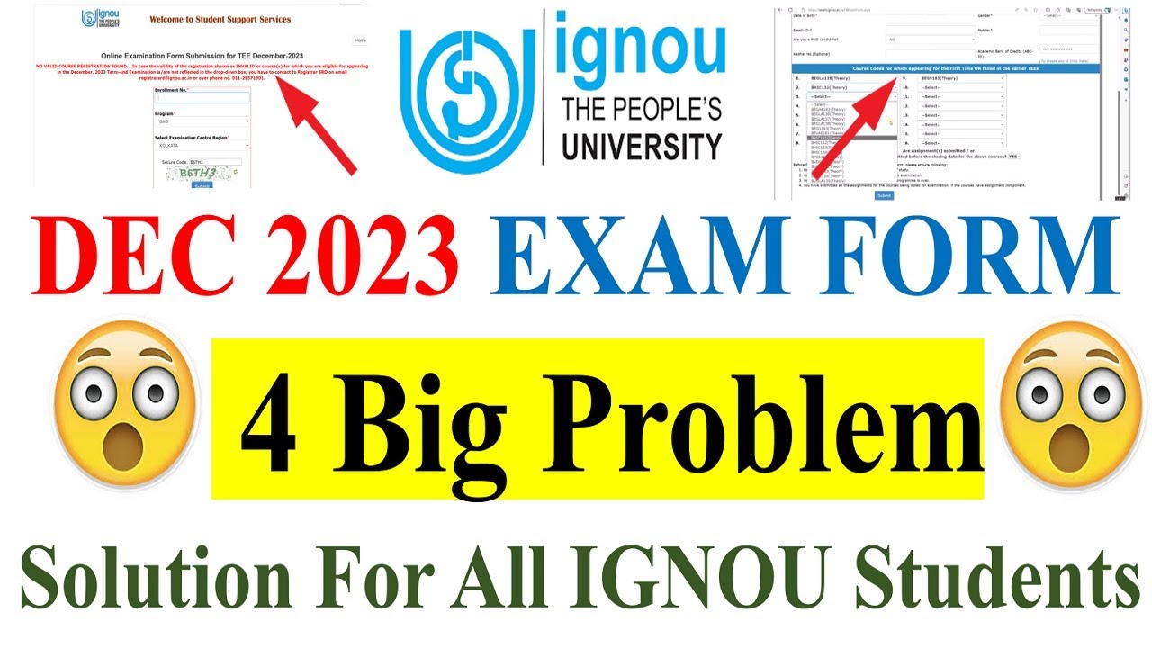 😮IGNOU DEC 2023 Exam Form 4 Big Problem | Solution For All the IGNOU Students | A Must Watch For All
