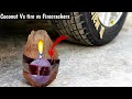 Fire Crackers Vs Coconut Vs Car! Crushing Crunchy & Soft Things by Car