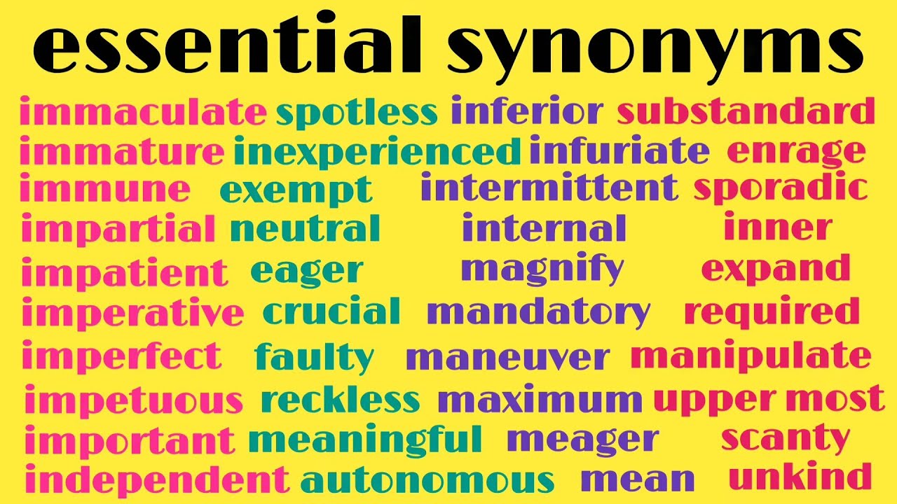 What are synonyms for essential| is essential synonyms of necessary| synonyms for TOEFL IELTS ESL