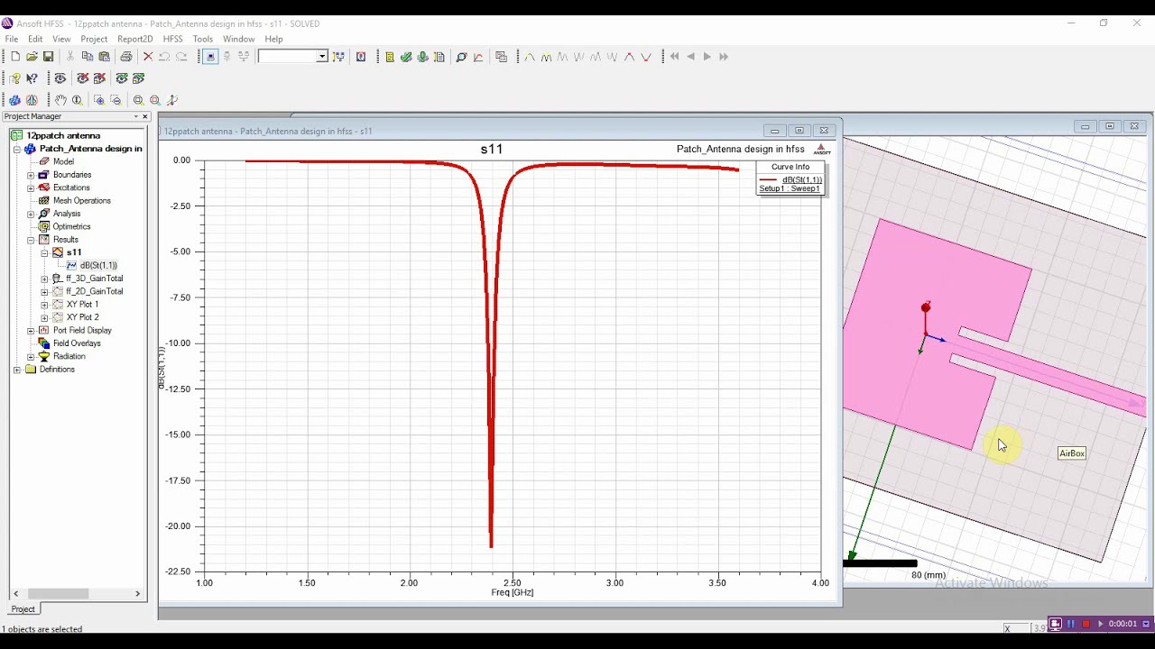 Rectangular patch antenna design in hfss | inset feeding method in hfss ...