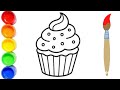 Cute Cupcake Drawing and Coloring | Easy Sweet Art 🧁✨