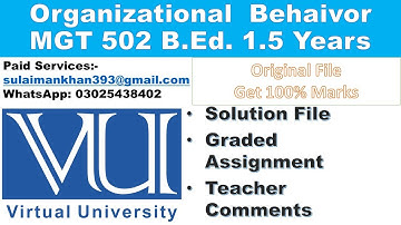 Organizational Behavior MGT 502 Assignment Solution l B.ED 1.5 Years  Virtual University