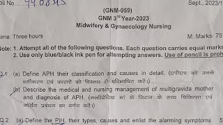 Previous Question paper :- OBG(Midwifery & Gynaecology Nursing)