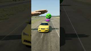 Cars &amp; School Bus vs Giant Pit BollardsCrash #4 - BeamNG.Drive #shorts #viral