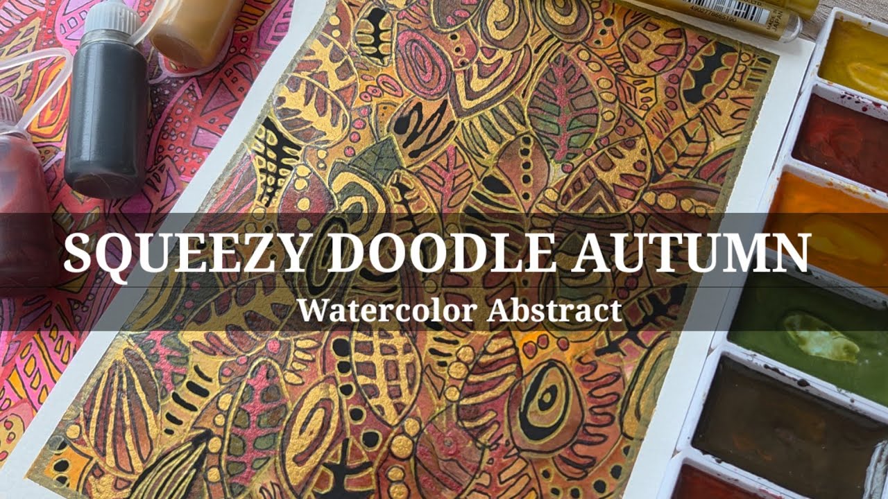 БУТЫЛКА-СЖИМАЛКА — ваша осенняя абстрактная акварель в смешанной технике