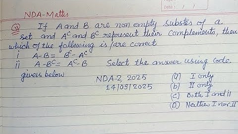 If A and B are non empty subsets of a set..... | nda-2 maths 2025  question solution | nda maths 