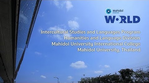 Intercultural Studies and Languages [by Mahidol]