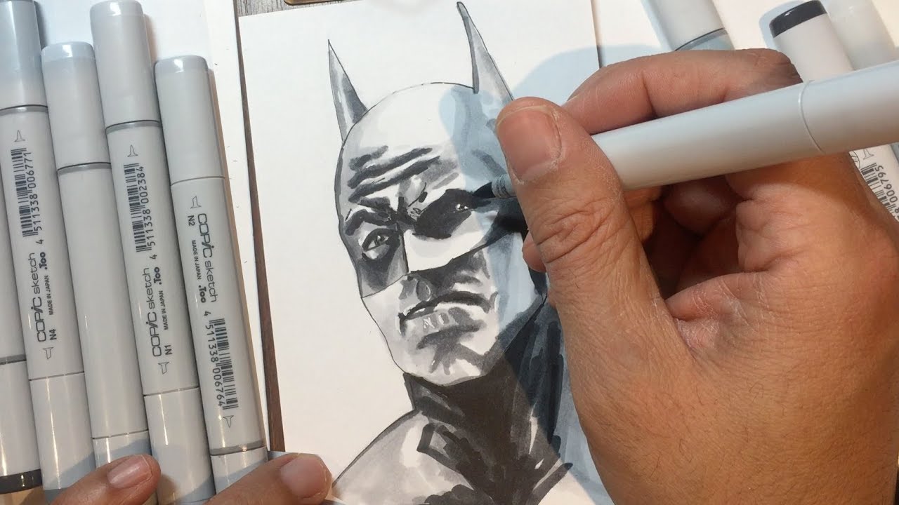 Drawing an ALEX ROSS BATMAN with COPIC MARKERS - YouTube