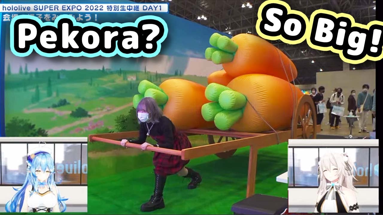 Botan and Lamy Are Surprised By Pekora's Huge Life-Size Carrots 【ENG Sub/Hololive】
