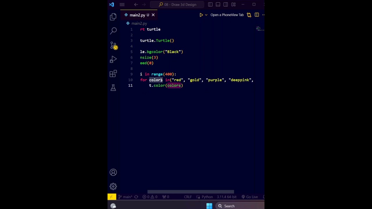 Quick & Cool Python Turtle Awesome Design 🐢🎨 