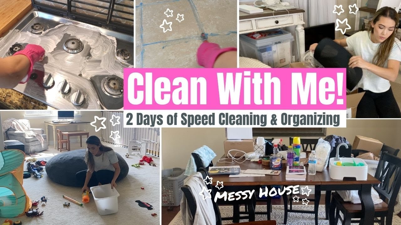 TWO DAY MESSY HOUSE CLEAN WITH ME | Organizing & Cleaning Motivation | Kitchen, Bathroom, Toy Room