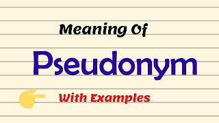 Meaning Of Pseudonym | Examples | Pronunciation |Urdu/Hindi