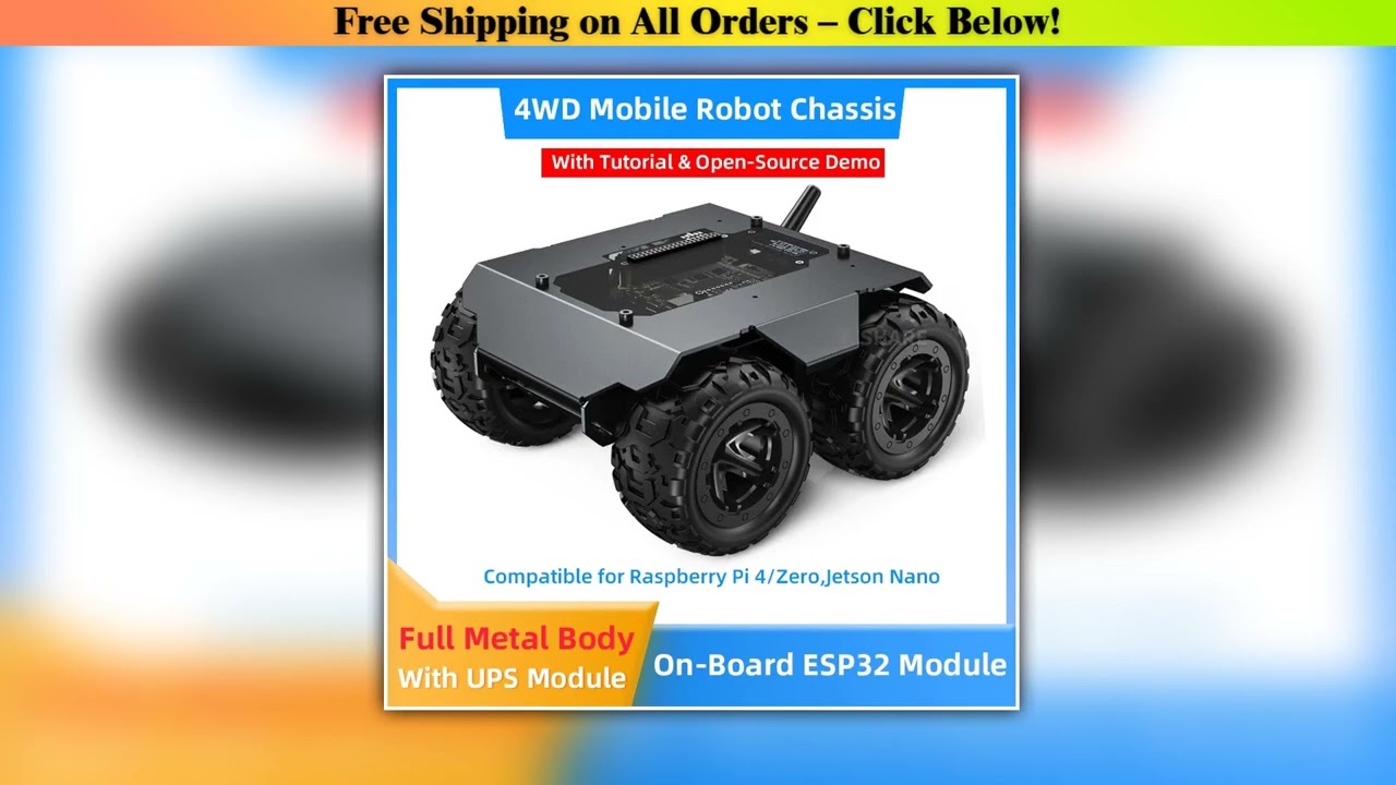 WAVE ROVER 4WD Mobile Robot Chassis Onboard ESP32 Module UPS Fit for Raspberry Pi 4B Zero Jetson