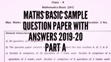CBSE sample paper class 10 2020 | Basic Maths Board  Exam Sample Paper Solved |