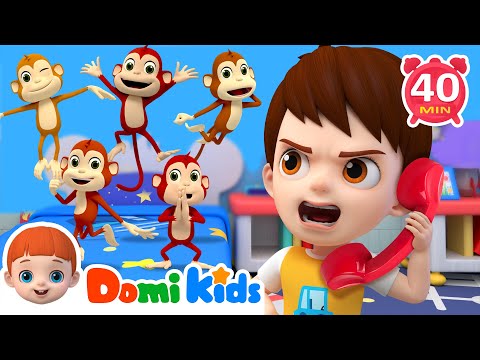 五只猴子蹦蹦跳 🐒 + 更多兒歌🎵 | 猴子蹦蹦跳  | 連續播放 ▶️ | 人氣兒歌 🌟 | TOP兒歌 | 寶貝多米