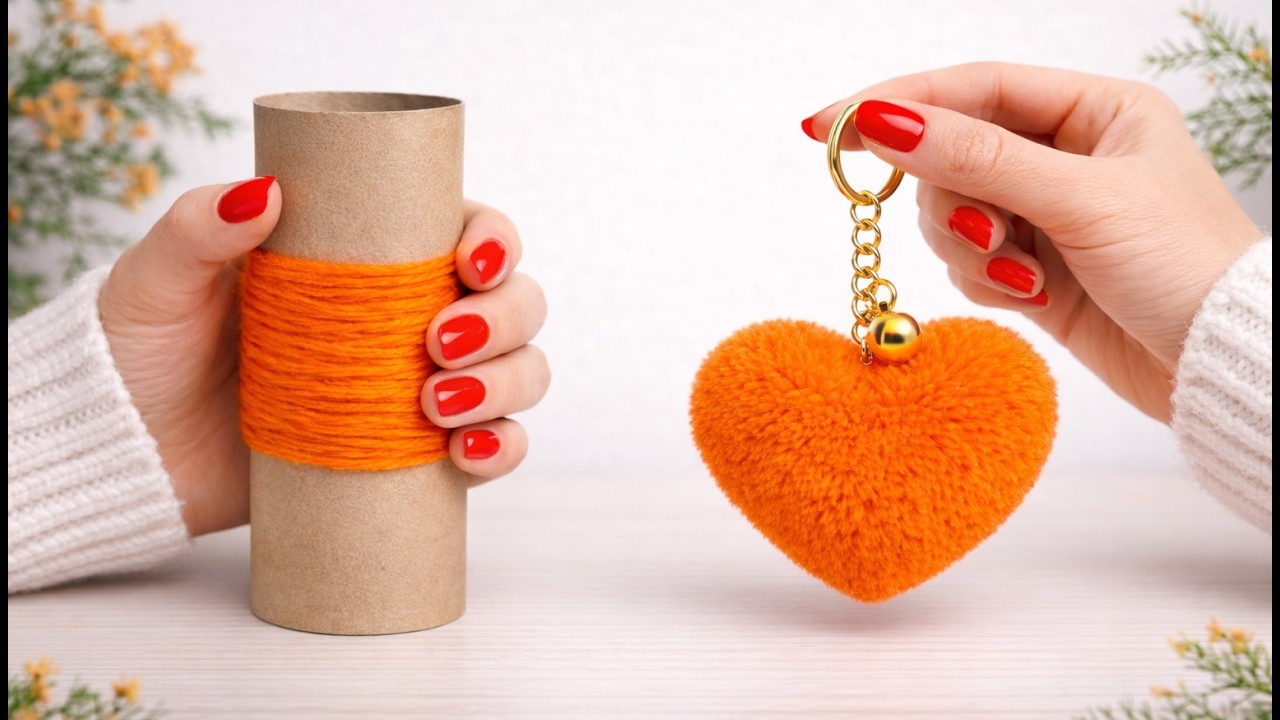 ♻️💡TOP Genius Idea! Anyone Can Make DIY Pom Pom Heart Keychain ❤️