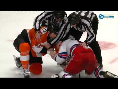 Fight Jody Shelley vs Brian Boyle (Flyers & Ranger...