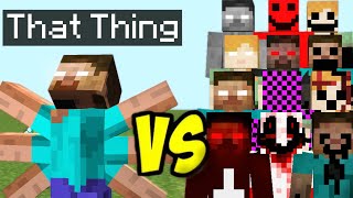 All Creepypasta mobs vs Herobrine That Thing in minecraft part 1