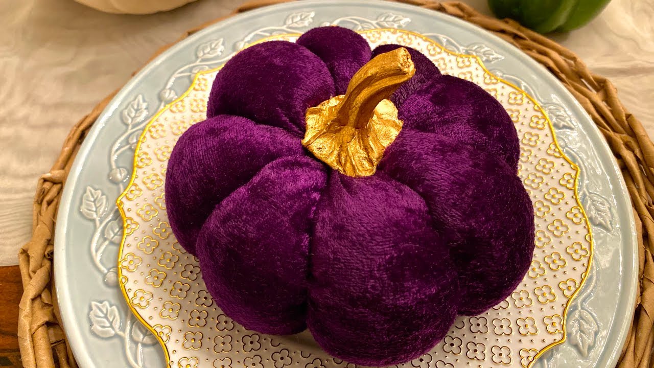 DIY Velvet and Fabric Pumpkins with Clay Stems for Fall Home Decor, Thanksgiving or Fall Tablescape!