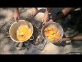 Curry french fry chicken with crush irish potatoes in coconut sauce