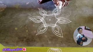 (R 20)3*2dots Sikku komal melikala mugguli easy rangoli design //৩*২dots ইজি রনগুলী ক্রোম ডিযাইন