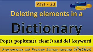 #23 #olevel #ALevel #python delete element in a dictionary in #python with #example in #hindi #2021