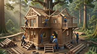 🌳 Luxury Tree House in 10 Seconds | AI Time-Lapse Construction