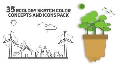 Ecology Sketch Color Concepts and Icons Pack | After Effects Template | Video Displays