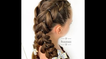 💕🐰Pull through braid hair tutorial timelapse updo pigtails🐰💕#reels #shorts #shortvideo