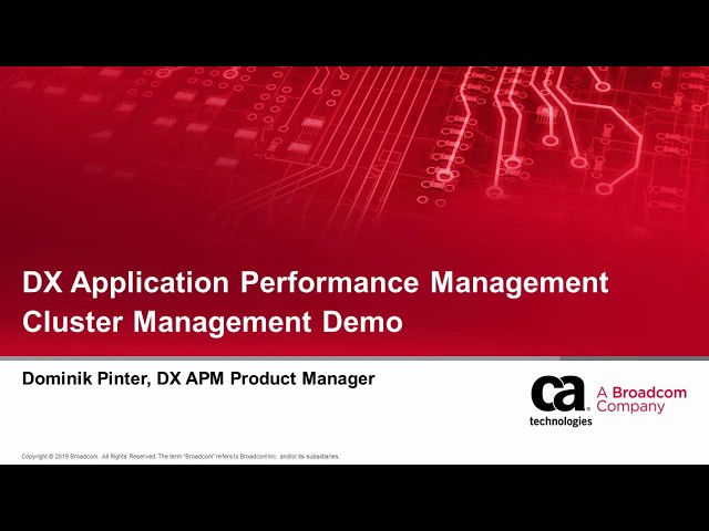 DX Application Performance Management Cluster Management Demo