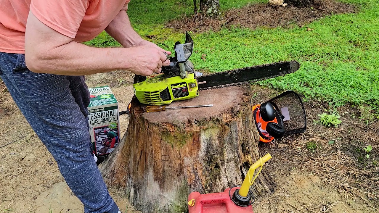 Cutting a Stump With a Chainsaw YouTube
