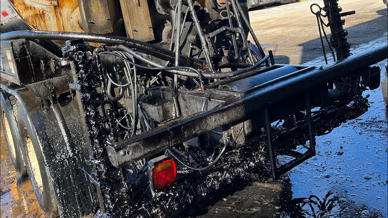 DISASTER DETAIL! Power Washing and Dry Ice Blasting a Tac Truck Covered in Tar!