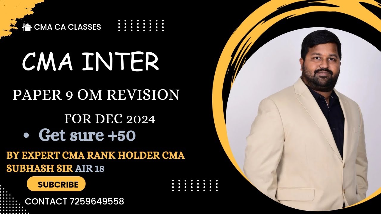 II CMA INTER PAPER 9 OM REVISION MODULE 3 PART 1 II - YouTube