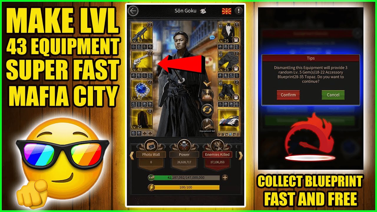 How To Get Lvl 43 Gold Equipment Super Fast And Free !! Mafia City