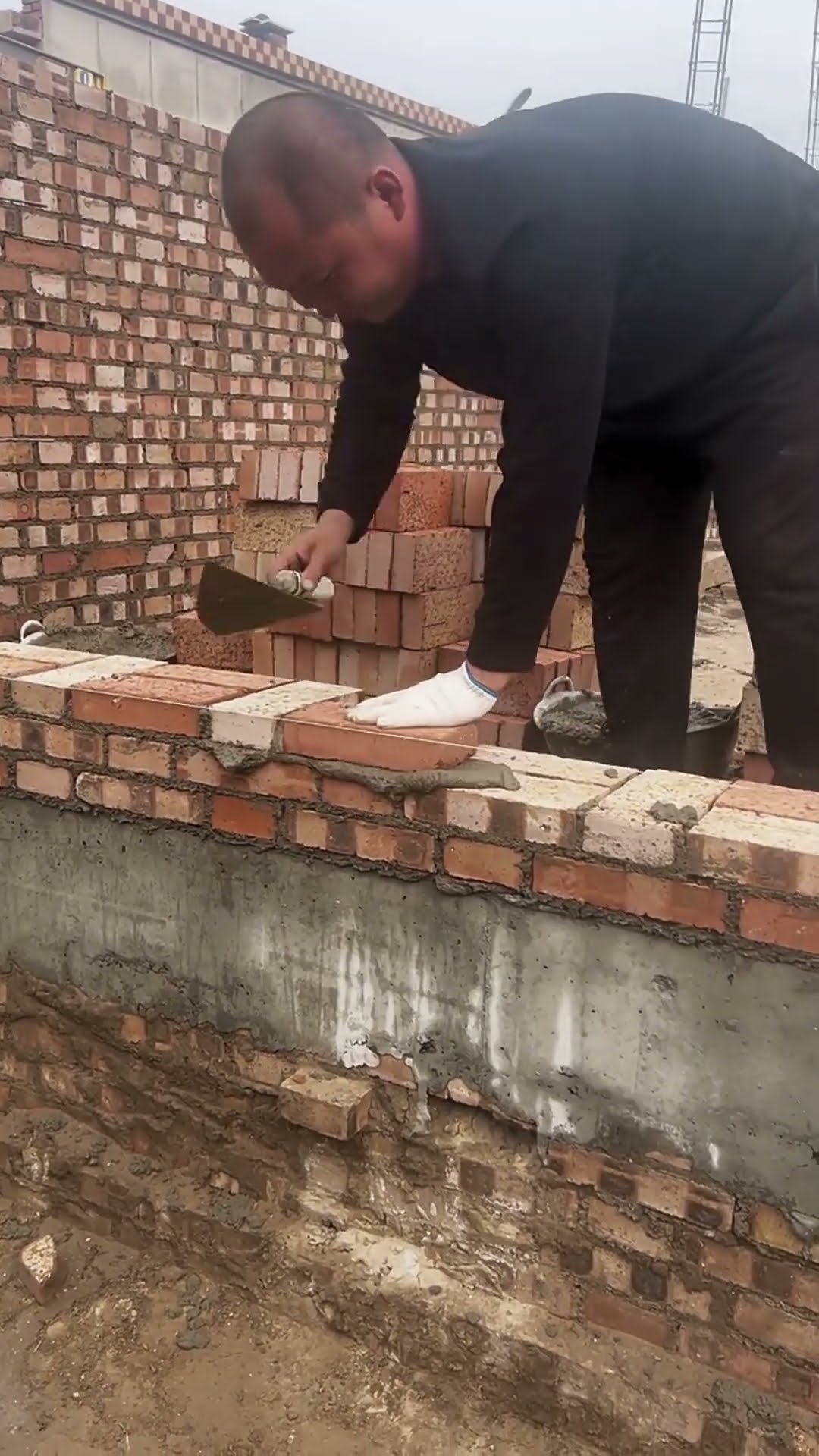 Building wall construction process