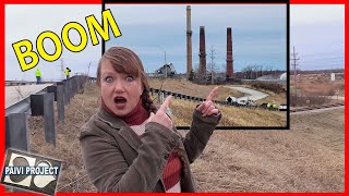 Smoke Stack's IMPLOSION in Wood River old Power Plant