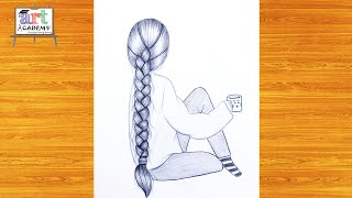 رسم بنات كيوت | تعليم رسم بنت كيوت شعر جميل و طويل بالقلم الرصاص مع التظليل | رسم 🎨 | رسومات