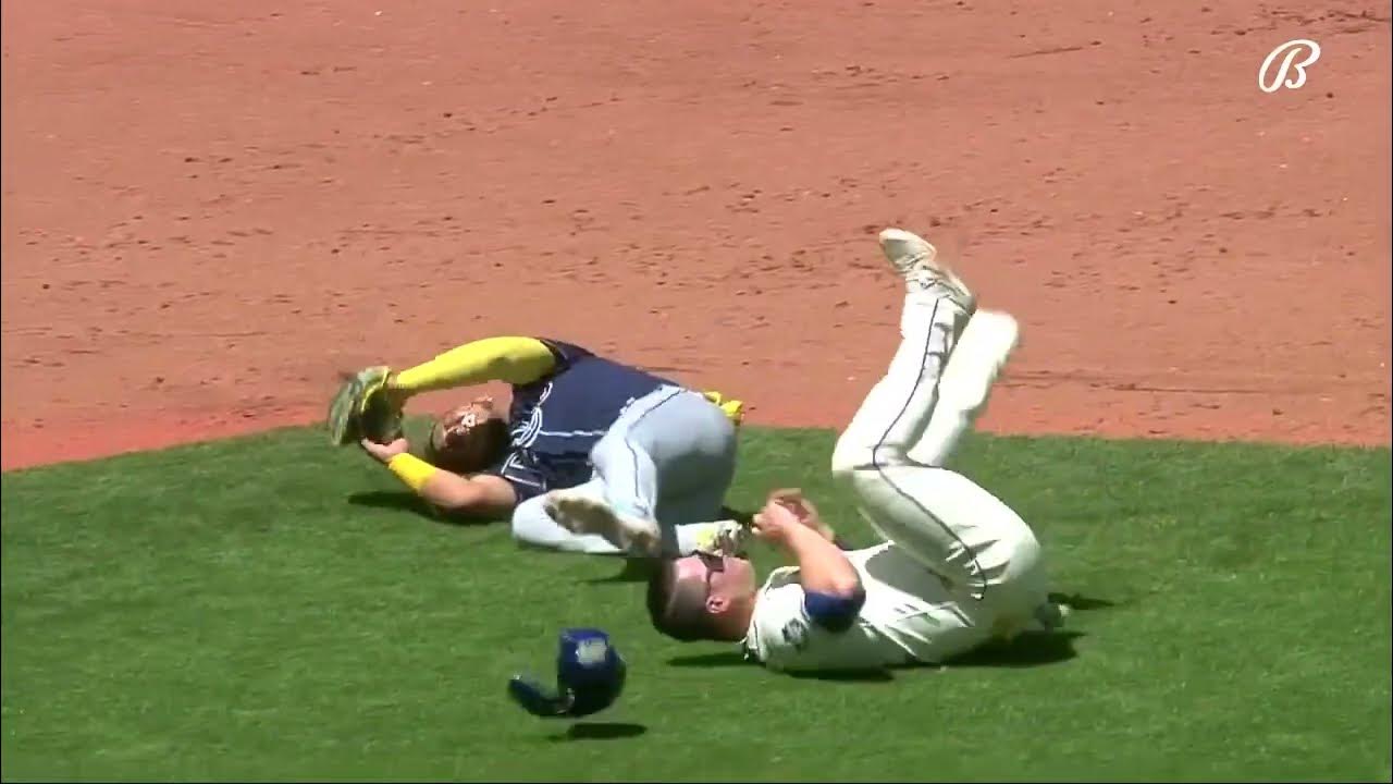MLB Runner and Fielder Collide On The Field YouTube