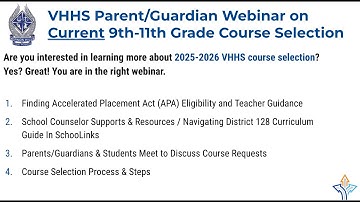 2025 2026 VHHS Course Selection Webinar