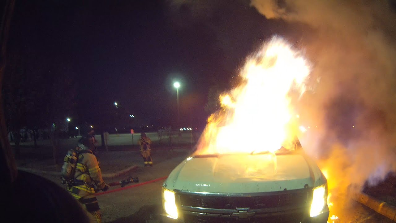 HELMET CAM - Firefighters Extinguish Car Fire | Cypress, TX